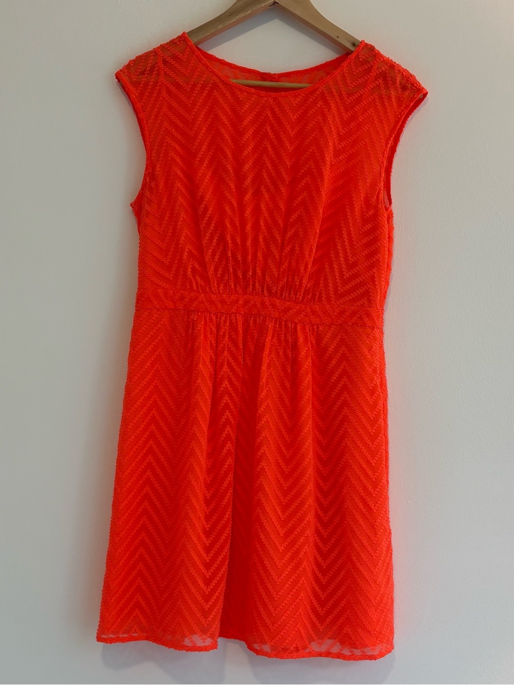 J. Crew Neon Orange Lace-Overlay Sleeveless Dress